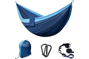 BITIWEND Hamaca para Acampar al Aire Libre Hamaca de Viaje | 2 Personas hasta 300 kg, 300 x 200 cm, Paracaídas de Nailon |Incluye 2 Mosquetones y 2 Correas de Nylon, para Jardines Interiores y Exteriore