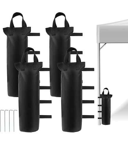 Lot De 4 Sacs De Lestage Pour Tonnelle/tente - Tissu Oxford 800D, 50x20 Cm, Capacité 10kg Chacun, Noir