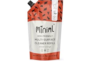 Miniml Eco Multi Surface Cleaner General Purpose 1L Refill Blood Orange Scented for Cleaning All Surfaces Floors Walls Glass Kitchen Bathroom Natural Plant Based Vegan Formula & Cruelty Free
