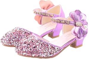 YOSICIL Niña Zapatos de Princesa ELSA Tacón Altos Sandalias de Vestir Cerrados Antideslizante Gancho y Bucle Zapatos de Vestir Navidad Cumpleaños Regalo Carnaval Boda Fiesta