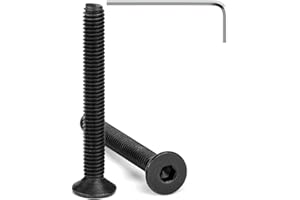 Tunejoy Vis à Tête Fraisée M4 x 35 mm à Six Pans Creux en Acier Inoxydable A2 V2A Vis à Tête Cylindrique Hexagonale avec Clé Allen Filetage Complet 20 Pièces Noir