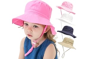 YANWANG Baby Kids Adjustable Bucket Sun Hat, UPF 50+ Sun Protection Beach Cap for Toddler Boys Girls