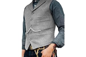 BYLUNTA Casual Tweed Herren Weste Herringbone Vintage Hochzeit Wolle Slim Fit Retro Party