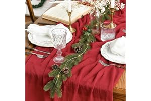 Artoid Mode Boho czerwona gaza ślub Boże Narodzenie bieżnik na stół, sezonowa tkanina świąteczna kuchnia jadalnia świąteczna dekoracja stołu na imprezę do domu wewnątrz 90 x 300 cm