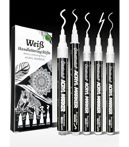 ARTISTRO 5 witte acrylverfpennen voor steen, stof, hout, glas