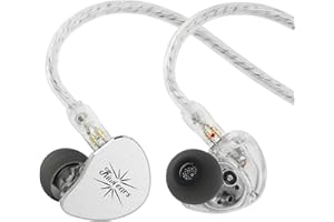 Linsoul Kiwi Ears Belle In Ear Monitor con Controlador Dinámico DLC de 10mm, Auriculares con Cable Plateado de Doble Capa, IEM Profesional para Escenario/Gaming/Producción Musical (con Mic, Plata)