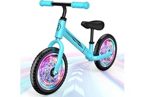 Dromlag Bicicletta senza Pedali per Bambini 2-5 Anni, Regolabile in Altezza (Sella e Manubrio), Luci LED, Gomme Antiscivolo, Regalo Bambino 2 3 4 5 Anni, Max 50 kg, Colore Rosa/Blu