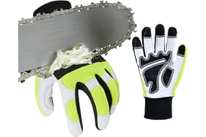 Vgo... Rękawice ochronne do piły łańcuchowej, 12-warstwowe, ochronne na lewą rękę, rękawice ochronne do pracy w leśnictwie, ekran dotykowy z koziej skóry (rozmiar L, 1 para)