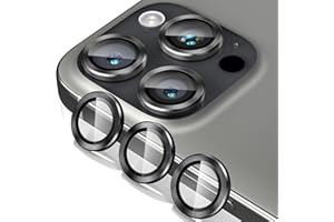 Giftorld Ochrona obiektywu aparatu iPhone 14 Pro / 14 Pro Max, aluminiowy pierścień 3D, szkło hartowane 9H, ochrona 360 stopni, czystość HD, 4 poziomy unikalny design, pełne pokrycie (czarny)