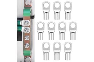 BFBYTAY 10 Piezas Terminales Eléctricos,Terminales Cables Electricosde con Ojal de Cobre Estañado,Terminales Electricos Sin Aislamiento,Terminales Tubular para Cables De Batería(35mm²-M10)