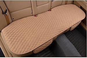 bangminda Funda Asiento Coche Universal Protector Asiento Coche de Lino Espuma Cojín Asiento Coche Transpirable para Coche Oficina Hogar(1 para Asiento Trasero, Beige)