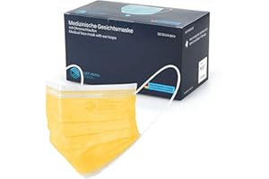 ‎STAUBPIRAT CURT MARIA MEDICAL 50 Stück Medizinische Gesichtsmasken made in Germany Mundschutz 3-lagig mit Ohrenschlaufen zum Einmalgebrauch gelb