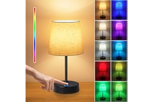 Befurglor Rechargeable Cordless Table Lamp, Dimmable 3 CCT & RGB Colors, Touch Control Battery Operated Bedside Lamp for Bedroom, Living Room, Dining (Linen Shade)