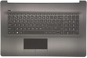 Jxjslp Ersatz-Obergehäuse-Handauflage für HP 17-by 17-ca 17t-by 17z-ca 17z-ca Laptop-Top-Abdeckung US-Layout Hintergrundbeleuchtung Tastatur Assembly 73H0 Touchpad L22749-001,6070B1308103 Grau