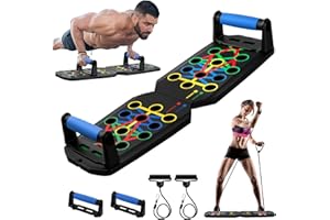 SAMLONGE 24 in 1 Tavola per Flessioni, Push Up Board con Rivestiento Silicone, 2 Corda di Tensione, 20 Cuscinetti Adesivi e Sacca, Palestra Multifunzione Uomo Donna, Fitness Attrezzi Casa,Capacità Carico 150kg