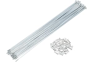 TUCKBOLD Bicycle Spokes Bike Wheel Spokes Silver Tone Nipple 1 Set 14G Carbon Steel Galvanized