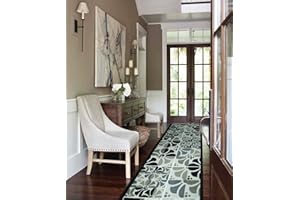 Bravich RugMasters Daisy Grey Rubber Backed Non Slip Machine Washable Very Long Hallway Hall Runner Narrow Rugs Custom Length Stair Mats 2'2"x6'FT (66x183cm)