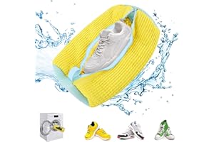 Schuhwaschbeutel Waschmaschine,Zommke Waschbeutel Schuhe Schuhbeutel Waschmaschine Sneaker waschbeutel für Waschmaschine,Wiederverwendbarer Reißverschluss Plüsch Schuhwaschbeutel (gelb)