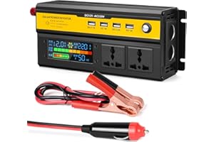 LAOONL Car Power Inverter, 1200W Inverter 12v to 240v, Pure Sine Wave Inverter Car Converter with 2.4A 4 USB Sockets Dual Car Adapter With LCD Display for Travel, Camping, RV