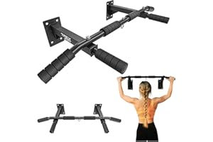 TREX SPORT Klimmzugstange zur Wandmontage TX-030PB | 6 rutschfeste Schaumstoff Griffe, Öse für Boxsack | Stahl Pull Up Bar für zuhause bis 250 kg