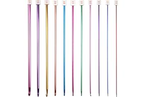 HQdeal Kit de Crochet Tunisien en Aluminium - Aiguilles à Tricoter Multicolores pour Débutants et Professionnels