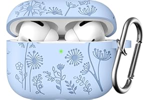 Easuny Etui z grawerunkiem kwiatowym kompatybilne z AirPods Pro 2 2022, silikonowe etui ochronne do Apple AirPods Pro 2. / 1. generacji, odporne na wstrząsy etui z karabińczykiem [widoczna przednia