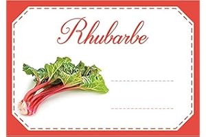 Mon Bio Jardin Lot d'étiquettes Autocollantes pour Confiture, faciles à décoller, adhésives, idéales pour l'étiquetage de Vos Pots de confitures et bocaux Fait Maison (30x Rhubarbe - A8)