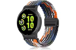 PaceBid Nylonowy pasek 20 mm do Garmin Forerunner 165/165 Music/570 42 mm / 245 / Vivoactive 6/5, pleciony, magnetyczny pasek sportowy do Garmin Approach S50/S44/Venu Sq 2 / Venu Sq 2 music, kolorowa