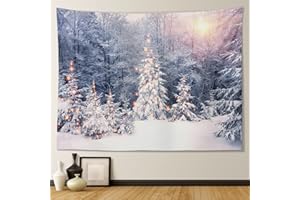 JOTOM Christmas Winter Tapestry 150x130cm Wall Hanging Snow Forest Blanket Tapestries Home Chirstmas Decorations Mysterious for Living Room Bedroom Dorm Party Outdoor Decor (Snow Tree)