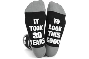 Teuena Novelty Black Non-Slip Crew, It Took Socks 30 Years to Look This Good, Funny Birthday Ideas Gift