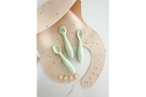 ‎LEYLA&E leyla&e Baby Esslernlöffel (3er Set) für eigenständiges Essen | BPA-frei & LFGB-zertifiziert | Spülmaschinenfester Silikonlöffel | Lernlöffel geeignet für BLW (Pastell Grün/Seafoam Green)