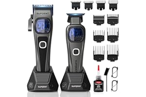 ‎SUPRENT SUPRENT Professionelle Haarschneidemaschine für Männer – Friseurschneidemaschine & Trimmer ohne Spalt mit Ladestation, 10.000 U/min Motorleistung Haarschneide-Set