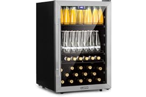 KLARSTEIN Nevera Electrica 147L con Puerta de Cristal para Habitaciones - Frigorificos Pequeños y Portatiles con estantes para bebidas