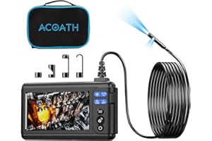 Acoath Borescope Endoscope Camera with Light, Dual-Lens 1080P HD Industrial Inspection Camera with 8 LED Lights, 3M Semi-Rigid Snake Cable, 5" IPS Screen, 32GB Card, IP67 Waterproof Drain Borescope