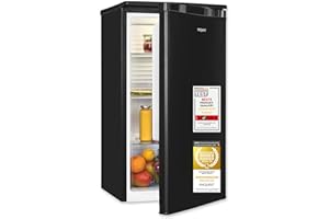 Exquisit Vollraumkühlschrank 75 Liter, Freistehend, Kühlschrank klein und kompakt, 45cm Breit, LED-Innenbeleuchtung, KS585-V-091E (Schwarz)