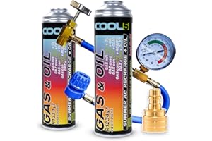 Cool5 réfrigérant de Remplacement r1234yf pour climatisation Automobile - 2 boîtes 2en1, 290g + Tuyau de Pression avec manomètre + Adaptateur