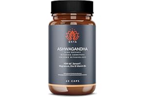 ‎QSTA Ashwagandha KSM-66 mit Sensoril (15-20% Withanolide) | Hochdosiert, Cortisol senken, für Tiefschlaf, Wohlbefinden, Energie & Konzentration - 2 Monate