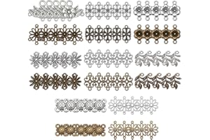 PH PANDAHALL PandaHall Elite 90 abalorios de conector de flores, 4 estilos, 2 colores, diseño de hojas de flores, para hacer collares, pulseras