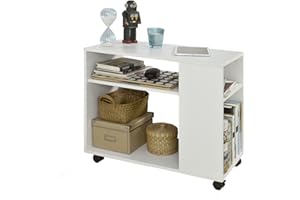 ‎SOBUY SoBuy Stolik pomocniczy z kółkami, 2-poziomowy stół z półkami do przechowywania, regał mobilny do salonu, sypialni, biura, szer. 70 x gł. 35 x wys. 60 cm biały FBT34-W