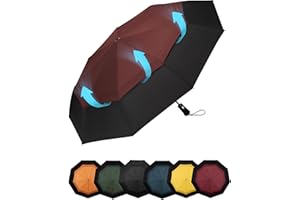 Chakipee Kompaktowy parasol podróżny, wiatroszczelny, mocny, automatyczne składane parasole na wiatr i deszcz, podwójnie wentylowany baldachim 210T powłoka teflonowa 102 cm rozpiętość - 9 żeber,