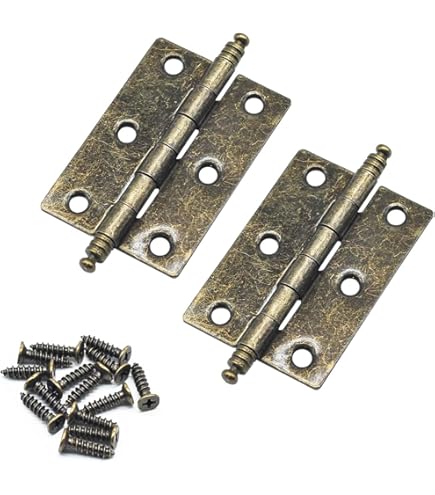 Charnières De Porte, 2 Pièces Charnières De Meubles En Laiton Charnière De Porte De Tiroir D'armoire Charnières Décoratives En Bronze Antique Raccords For Boîte à Bijoux 33 * 29 Mm (couleur