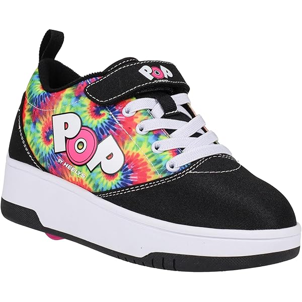 HEELYS Girls’ Wheeled Heel Shoes – Pro 20 Prints Ivory Ella Sneakers With Tie-Dye Print, Nylon Canvas, ABEC 5 Bearings, Low-Profile Wheels