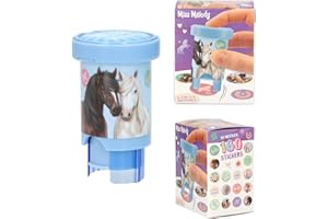 Depesche 13350 Miss Melody Sticker Stamper - zestaw naklejek do stemplowania naklejek koni, w tym stempel i 160 naklejek