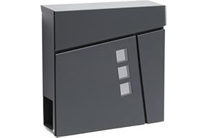 Wiltec Cassetta postale con vano portagiornale V24 antracite 370 x 105 x 370 mm