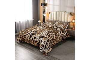 LOUSSIESD Leopard Down Consolatore Cheetah Bedding Set per Bambini Ragazzi Ragazze Animale Selvaggio Piumino Pelliccia Leopardata Trapunta Inserto/Trapunta 135x200cm
