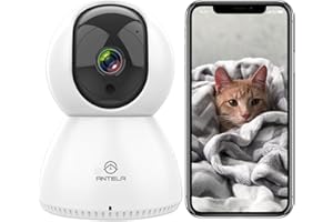 ANTELA Kamera IP WiFi 355° FHD 1080p, noktowizor, dwukierunkowy dźwięk, wykrywanie ruchu, zdalne sterowanie, kompatybilna z Alexa i Google Home, obsługa kart SD