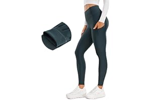 CRZ YOGA Damskie Termalne Fleece Podszewane Legginsy Wysokiej talii Ciepłe Zimowe Spodnie Jogi z kieszeniami do 28 Inches
