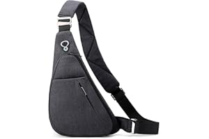 FOLOVEYA Mochila Cruzada Hombre Bolsos de Hombro Sling Bag Bolso Bandolera Pequeño Bolso de Pecho Antirobo Crossbody Bolsa Viaje Deporte Ciclismo Impermeable Poliéster Hombro Derecho Negro