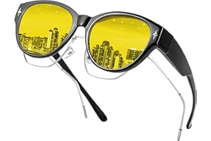 Aullwyr Polarisées Surlunettes Conduite de Nuit - Surlunettes de Soleil Verre Jaune Anti-éblouissement Lunette Vision Nocturne pour Homme Femme