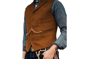 BYLUNTA Casual Tweed Herren Weste Herringbone Vintage Hochzeit Wolle Slim Fit Retro Party